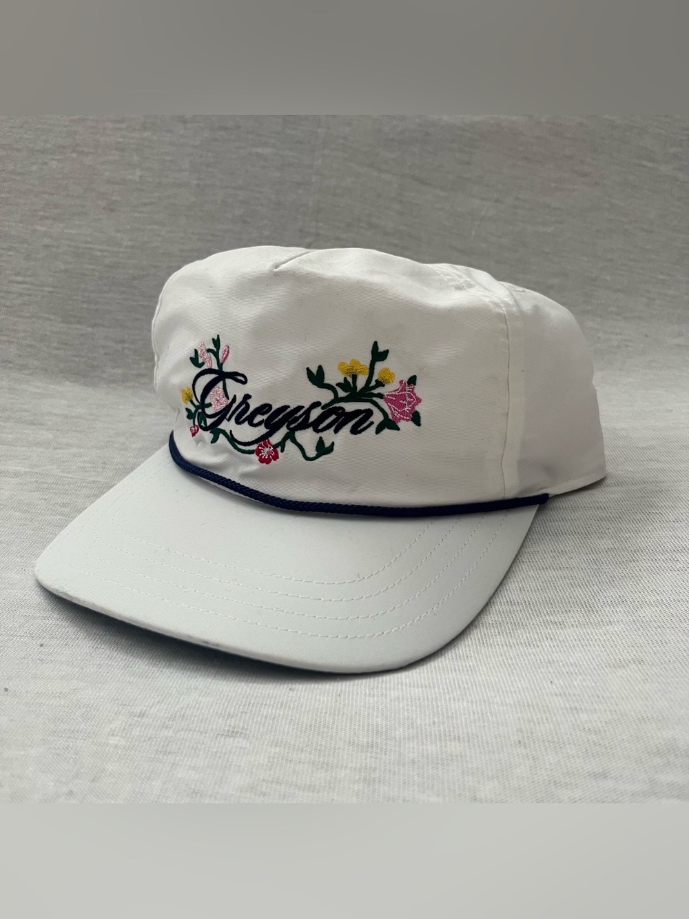 Greyson Golf Floral Rope Hat Artic White Embroidered Cap